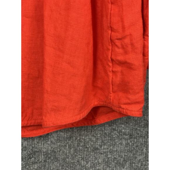 J Crew Linen Tunic Top Orange 1/4 Button 3/4 Sleeve Women's Size L - Picture 8 of 16
